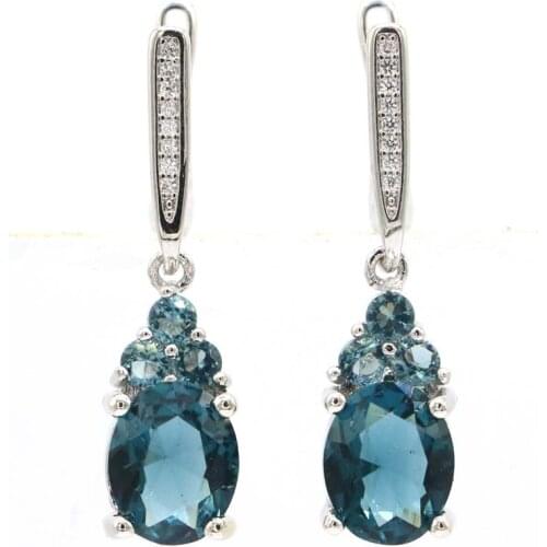 46x13mm SheCrown Romantic Created White Bright Cubic Zircon For Ladies Silver Earrings Wholesale Drop Shipping