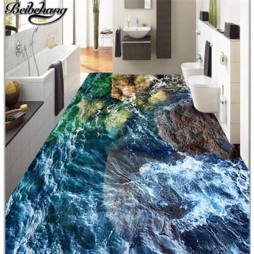 Beibehang Custom Floor Trim Draw 3D Stereo Wonderland Coast Stone Living Room Bathroom Floor Tiles papel de parede 3d Flooring