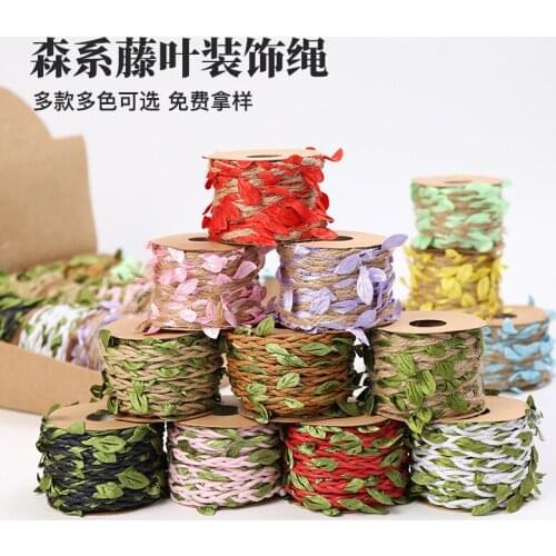 5M Artificial Leaf Natural Hessian Jute Twine Rope Burlap Ribbon DIY Craft Vintage For Home Wedding Party Decoration