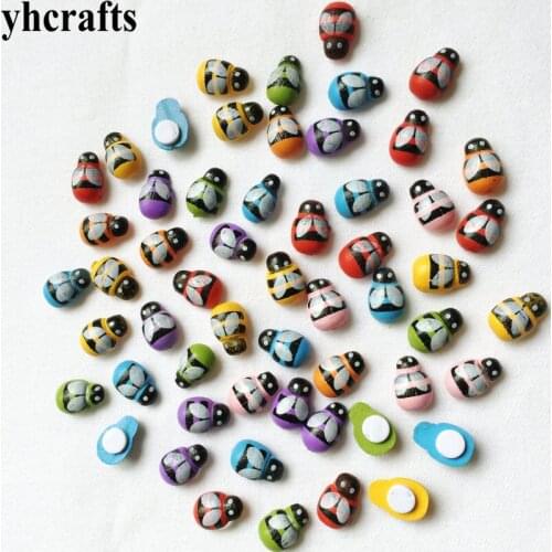 500PCS/LOT, Colorful bees wood stickers Easter crafts Plant decoration Spring ornament Kindergarten arts and crafts Wholesale