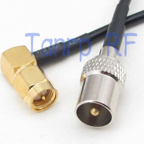 6in TV male plug to SMA male right angle 90 degree RF connector adapter 15CM Pigtail coaxial jumper RG174 extension cord cable