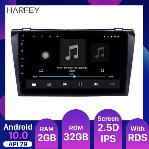 Harfey 9inch Android 10.0 Multi-touchScreen 2Din car Radio GPS Navigation for 2004-2009 Mazda 3 with WIFI AUX FM/AM Bluetooth