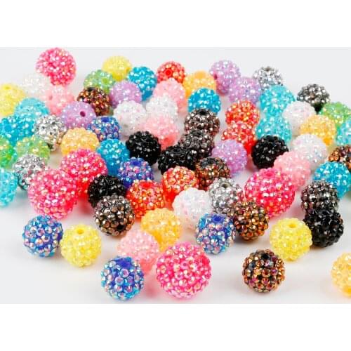 DIY Beads 12/14/16/18/20mm Chunky Resin Rhinestone Beads Round Ball for Craft Scrapbook Decoration DIY Sewing Craft Supplies