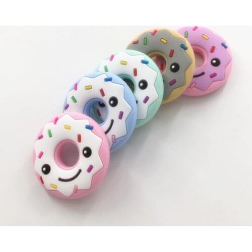 Chenkai 10PCS BPA Free Silicone Donut Teether DIY Baby Shower Pacifier Dummy Pendant Nursing Jewelry Crafts Toy Accessories