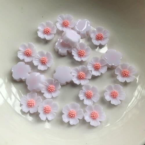 60pcs Resin Flowers white/ pink Flatback Cabochon Scrapbook Craft Wedding Decoration diy rhinestones decorate