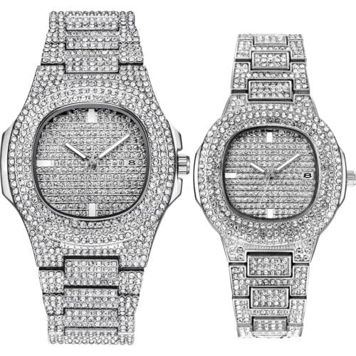 Dropshipping ICE-Out Bling Diamond Luxury Watch Men Gold Hip Hop iced out watch Men Gold Quartz Watches Stainless Steel relogio