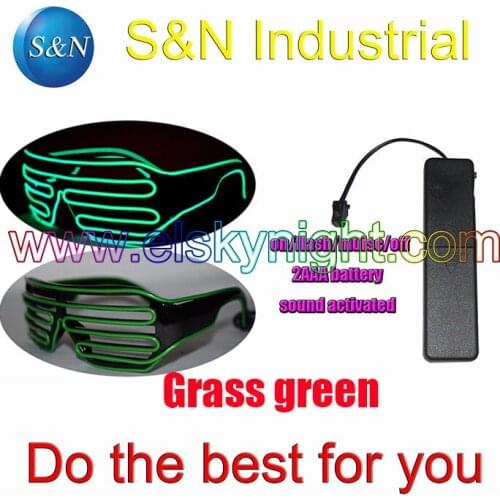 El Wire Shutter Party Glasses - Sound Activated Function Green color for holiday,party ,festival,show