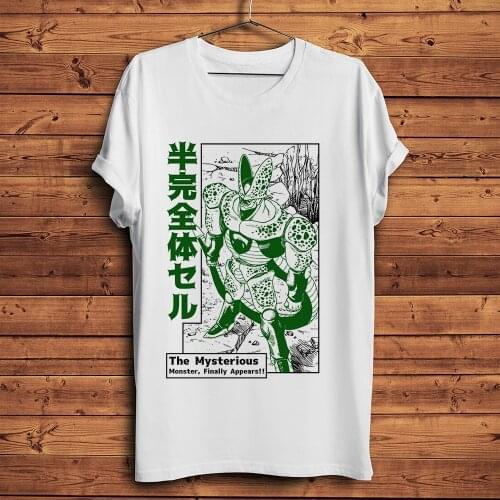 Funny dbz cell perfect form anime t shirt men manga dragon streetwear tshirt unisex white casual Tee homme