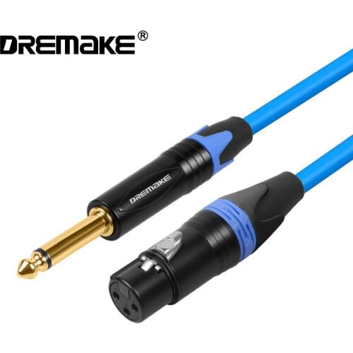DREMAKE 6.35 1/4'' to 3-Pin XLR Male-Female Cable XLR to Mono Jack 6.3/6.5 mm (1/4") Male Plug Audio Lead Microphone AMP Cable