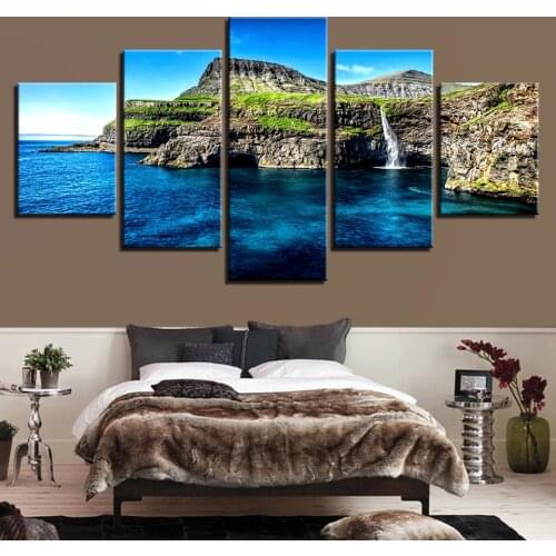 Painting Wall Art Prints 5 Panel Lake Landscape Framework Fashion Canvas Home Decoration Modular Pictures For Living Room