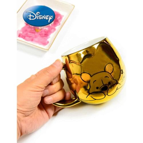 Disney Cute Pooh Mug Golden Water Cup Gold-plated Pooh Cup Cartoon Gift Cup