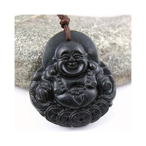 Black Green chalcedony Money Buddha Tibetan Buddhism Amulet Pendant NO. 208
