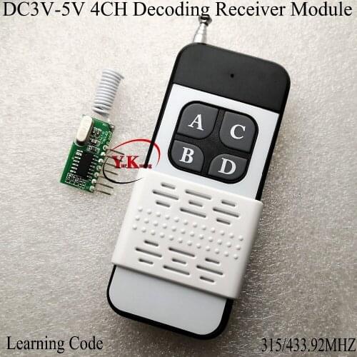 MCU RF Receiver Module Driver DC 3V-5V 3.3V 3.6V 3.7V 4.2V 5V 4 Gang CH Wireless Receiver Module Remote Switch Module Learning