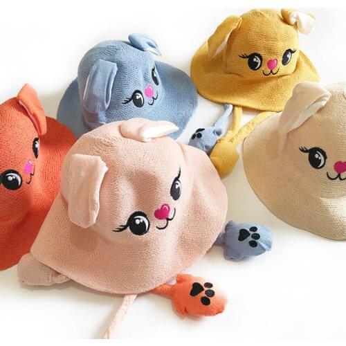 Cute Baby Girl Boy Hat Spring Autumn Bucket Hat Kids Cartoon Dog Children Hat Caps newborn photography props Accessories шапка