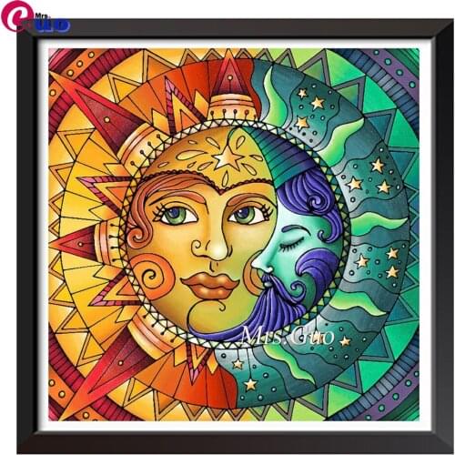 Diamond Painting Set,Sun And Moon Face Full Diamond Embroidery Cross Stitch, DIY 5D Diamond Mosaic,Suitable For Adult Beginners