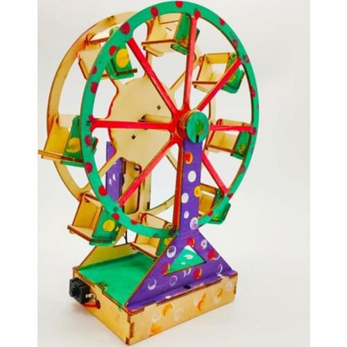 Creative Electric Wooden DIY Ferris Wheel Kit Children Educational Toys for Science Experiments