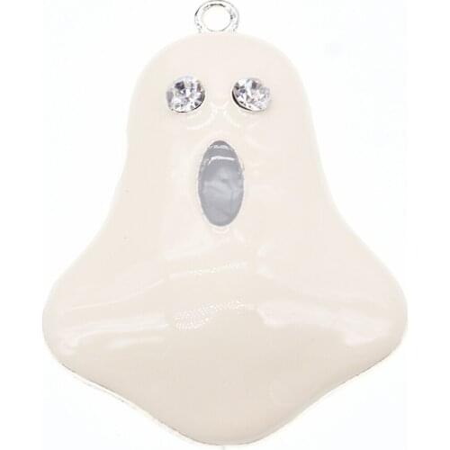 Newest ! 50mm*41mm Rhinestone Ghost Rhinestone Pendants For Halloween chunky Necklace