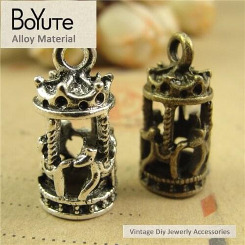 BoYuTe (40 Pieces/Lot) 19*10MM Antique Bronze Silver Plated Metal Alloy Hallow Whirligig Horse Necklace Diy Jewelry Findings