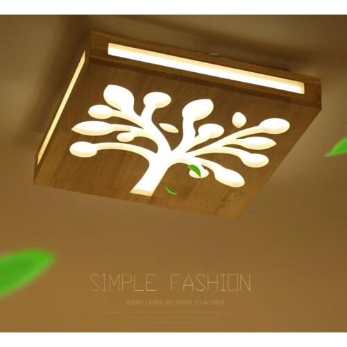 Surface Mounted OAK Square Living Room Bedroom Modern Led Ceiling Lights Lamparas De Techo Home Wooden Led Ceiling Lamp Fixture