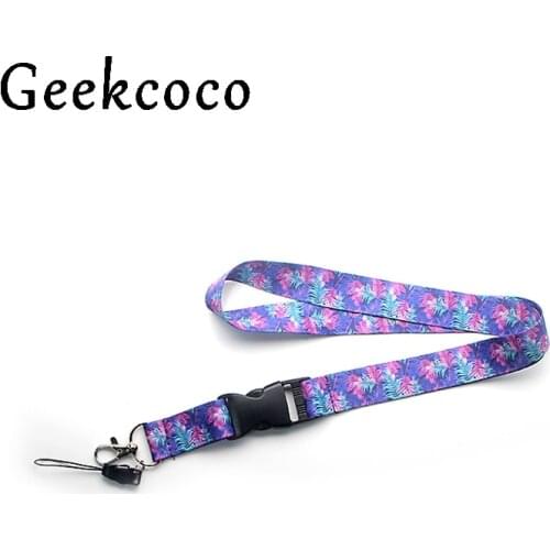 Purple Flower Floral Style Cell Phone Lanyard Strap Keychain Phone Key Camera ID Badges Holder Detachable Buckle For Women J0394