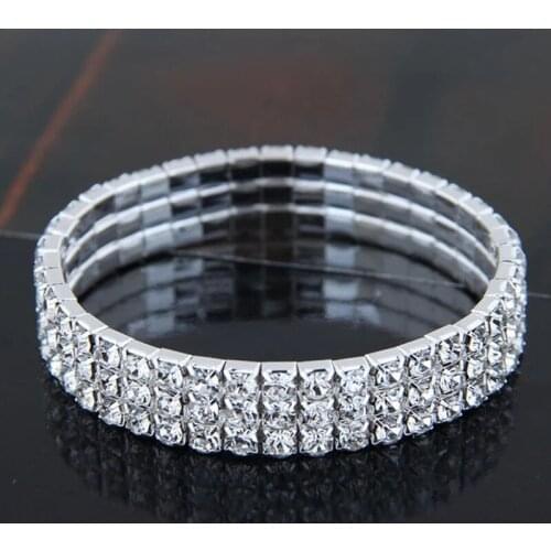 Luxury Fashion Hot Sale Various Styles Crystal Elastic Shining Bracelet Lady Lovers Girlfriend Bracelet Wedding Bride Gift 2021