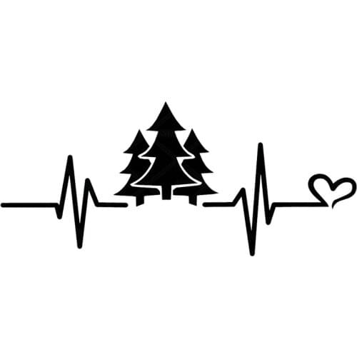 Christams Tree Family Car Sticker Heartbeat Liveline Festival Decal Black/silver Window Glass Car Sticker Decal AL392