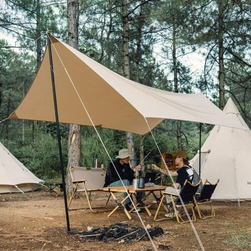 Hexagonal Outdoor glamping Cotton Tarp Tent Awning Canopy sun shelter rainfly camping pleased cotton-polyester
