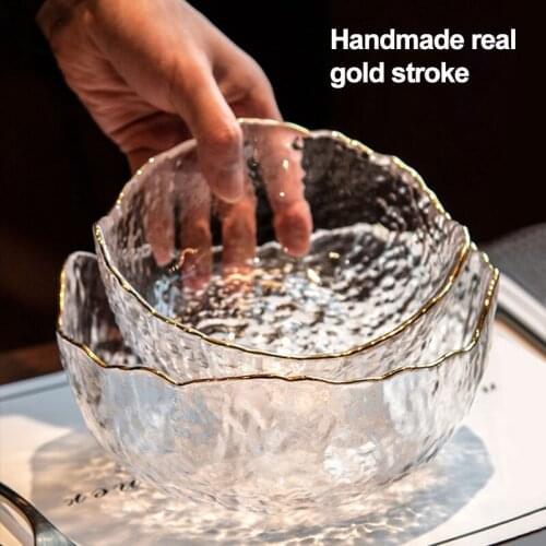 Fruit Dessert Glass Bowl Japanese Irregular Transparent Ramen Noodles Soup Dishes Ice Cream Mixing Bowls Household Tableware