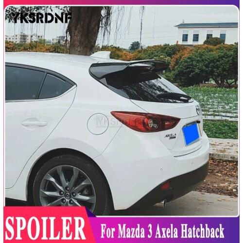YKSRDNF Real Carbon Fiber /FRP sports Car rear Roof double dual Spoiler Wing For Mazda 3 AXELA Hatchback 2014 2015 2016 2017