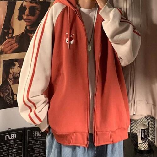 2021 Women Sweetshirts Autumn Zipper Cardigan Hooded Sweater Harajuku Port Style Loose Casual Top Hoodies Kawaii Y2k Tops Itself