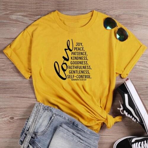 Love joy peace patience Christian t-shirt women fashion 100% Cotton funny vintage hipster street style unisex tee top tshirts