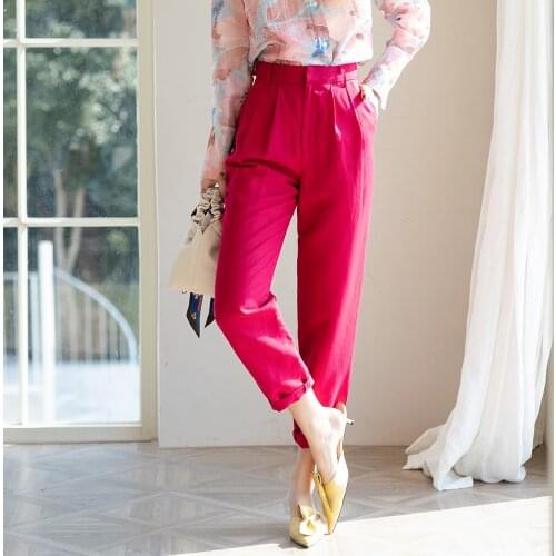 Pants women 2020 spring summer fashion yellow dark blue Rose red Pencil pants casual pants office ladies pants trousers women