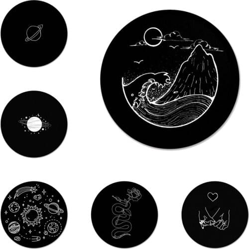 58mm Line Art Face Abstract Icons Pins Badge Decoration Brooches Metal Badges For Clothes Backpack Decoration