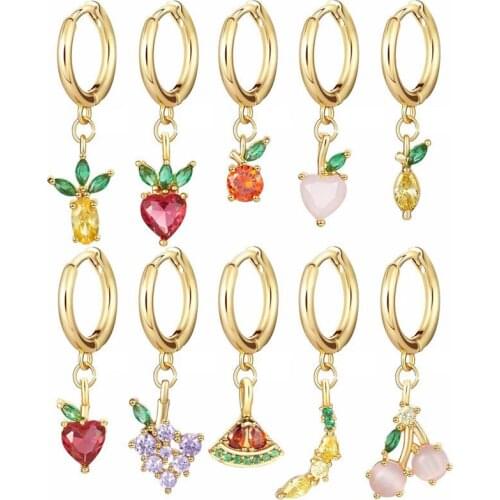 1pc New Grape Cherry Pineapple Fruit Earrings Fashion Round Cirle Drop Earring for Women Cute Statement Earrings for Party