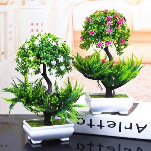 1PCS Colorful Artificial Plants Bonsai Small Tree Pot Plants Fake Tree Bonsai for Home & Garden Decoration