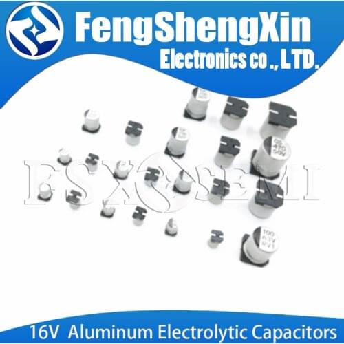 10pcs 16V SMD Aluminum Electrolytic Capacitors 10/22/47/100/150/220/330/470/680UF