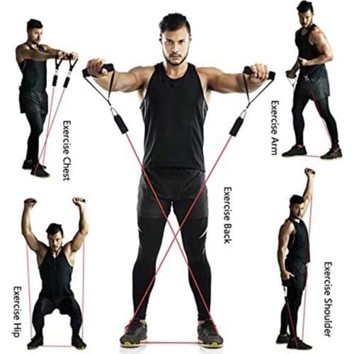 11 Pcs Resistance Band Equipment Exercise Pull Rope Home Elastic Back Muscle Strength Trainging Yoga Fitness Gym