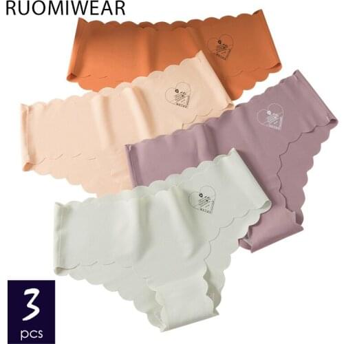 Women Seamless Briefs Panties Solid Invisible Underwear Ice Silk Low Wasit Briefs Womens Lingerie Female Bikini Dropship 3 Pcs