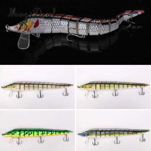 9" Striped Bass Multi-jointed Fishing Bait Swimbaits Lure Lifelike Eel Loach 13-segement Crankbaits with Treble Hook