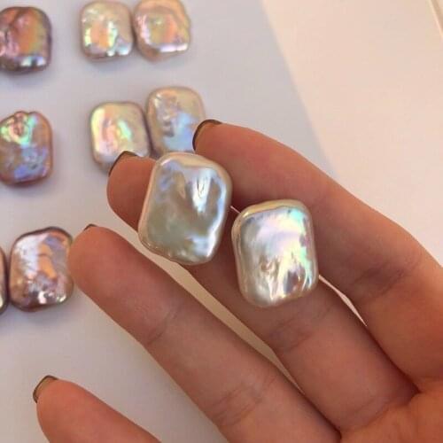 925 Sterling Silver Freshwater Natural Baroque Square Pearl Retro Wedding Charming Luxury Earring Jewelry for Women Gift New