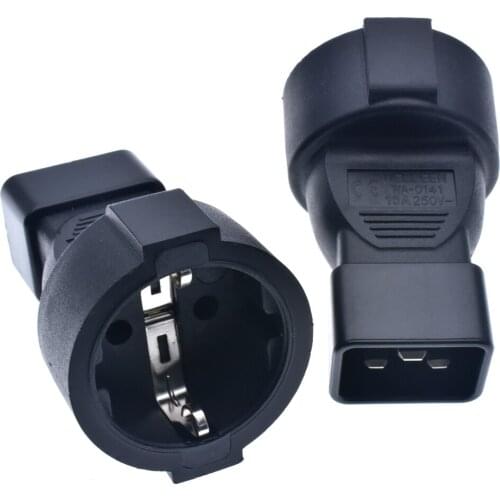 Power Plug Adapter IEC C20 Plug to Schuko CEE7/7 Female Power Adapter Female PDU UPS IEC320 EU Plug Adapter Socket