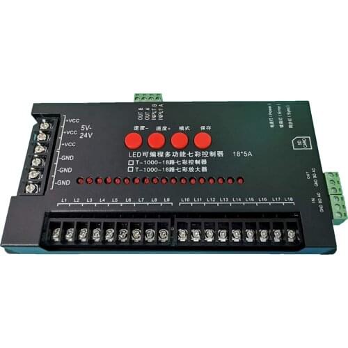 Addressable 18 Channel RGB LED Controller Programmable Single Color DC5V-24V Controller SD Card Controller for Single