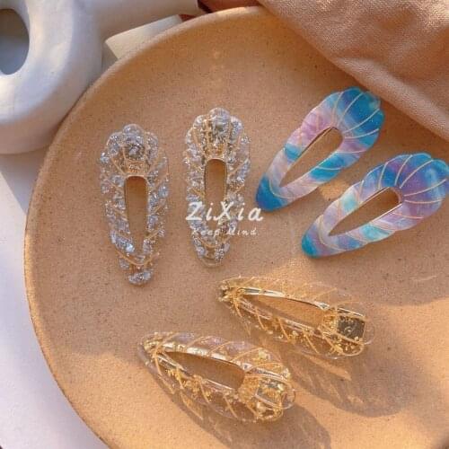 Acrylic side clip dashed wave side clip heavy industry bangs clip texture hair accessories rainbow super fairy hairpin