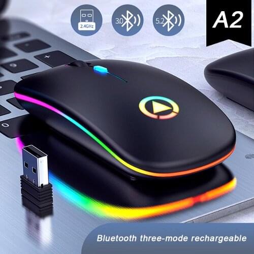 2.4Ghz Bluetooth-compatible Wireless Silent Mouse LED Backlit USB Mouse Ergonomic Optical Gaming Mouse Desktop PC Laptop Mouse
