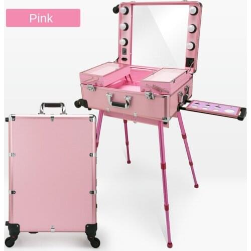 Trolley cosmetic case Rolling luggage Makeup Toolbox,Detachable Foldable Beauty Box dressing table suitcase bag Professional