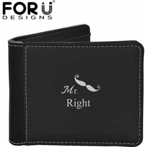 FORUDESIGNS Custom Mr. and Mrs. Couples Wallet PU Leather Purse Foldable Male Luxury Credit Card Holder Clutch Bag Cartera