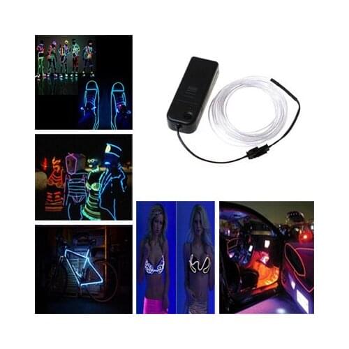 3M Flexible Led Neon Light Glow EL Wire String Strip Rope Tube Cable+Battery Controller Water Resistant LED Light Free Shipping