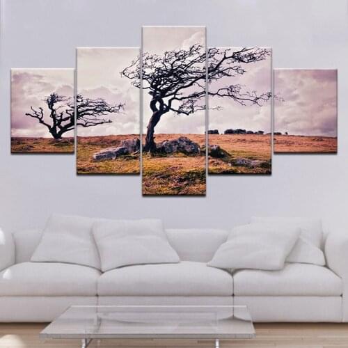 The art tree landscape 5 piece Wallpapers modern Modular Poster art Canvas painting for Living Room Home Decor
