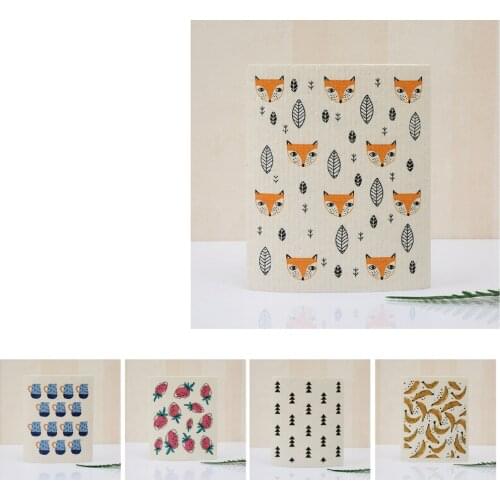 Creative Fruit Print Kitchen Quick-Dry Cleaning Rag Dish Cloth Wiping Napkin Absorbing Cloth Sustainable eco friendly products