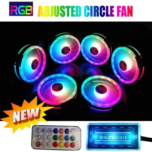 RGB fan set 12cm pc fan controller circle led cooler Computer PC Case Fan RGB Adjust LED Fan Speed 120mm Quiet fan with sync